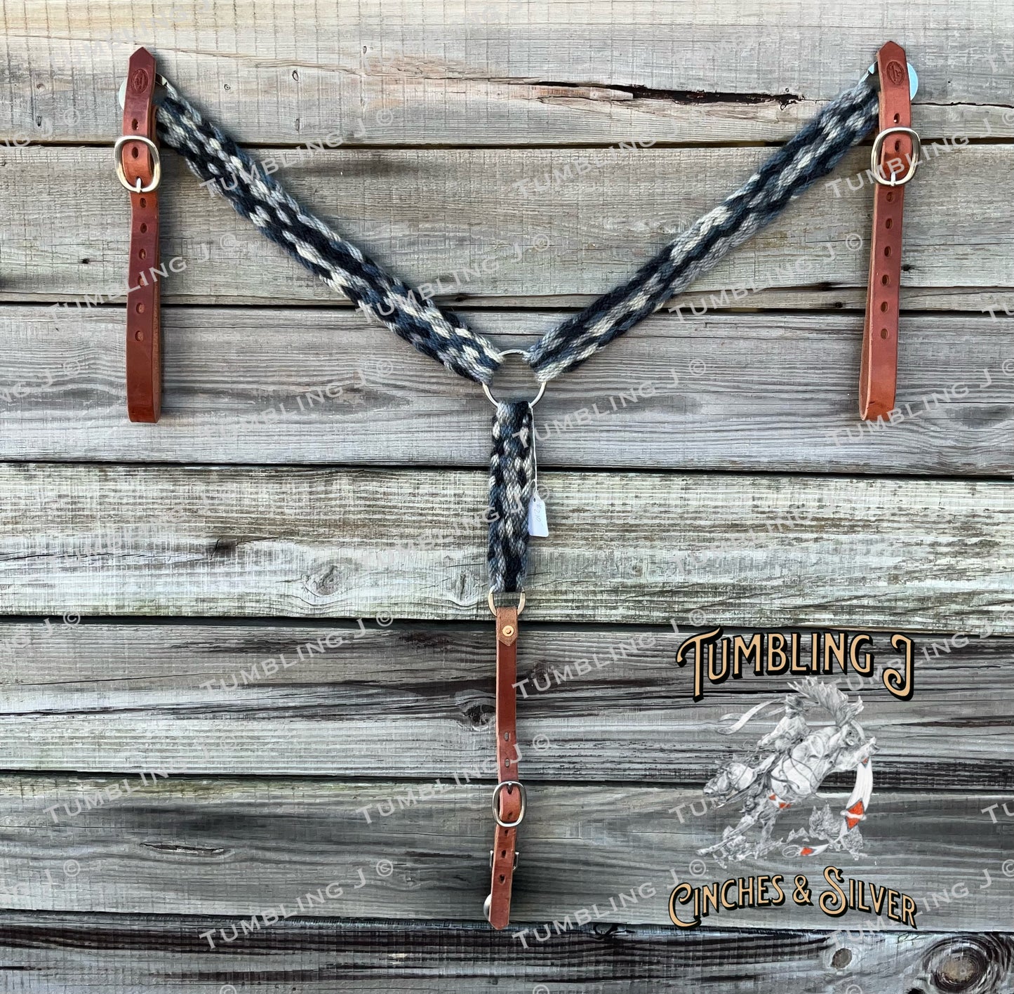 36” Riders on the Storm tie dye mohair breast collar