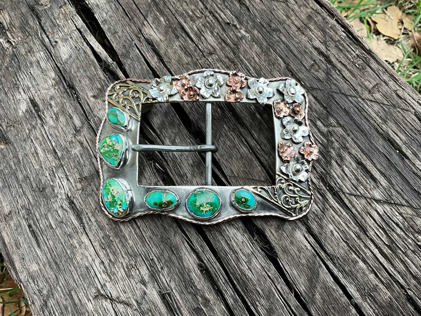 Sonoran Mountain floral belt buckle
