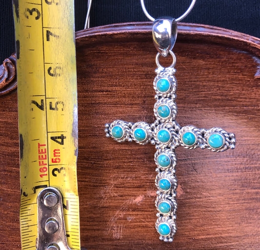 Kingman Turquoise Cross Pendant