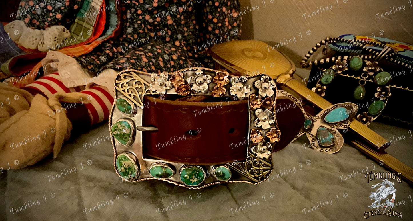 Sonoran Mountain floral belt buckle