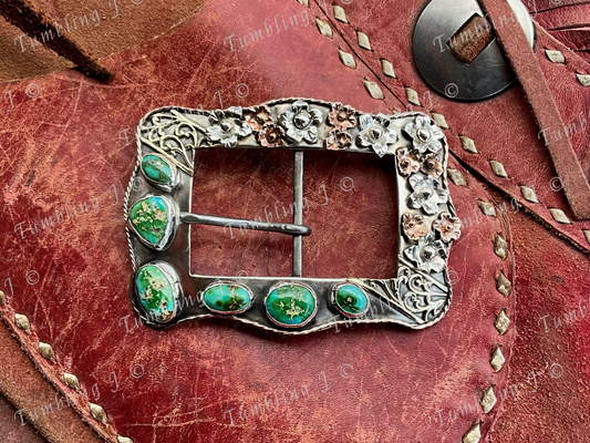 Sonoran Mountain floral belt buckle