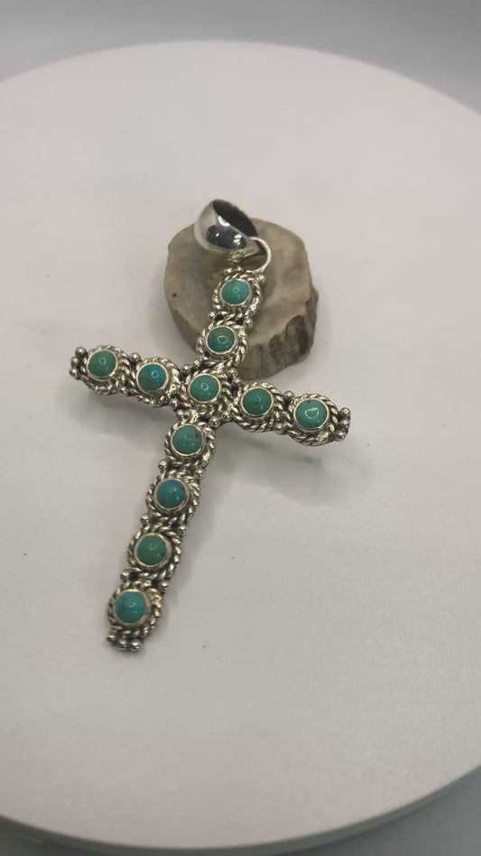 Kingman Turquoise Cross Pendant